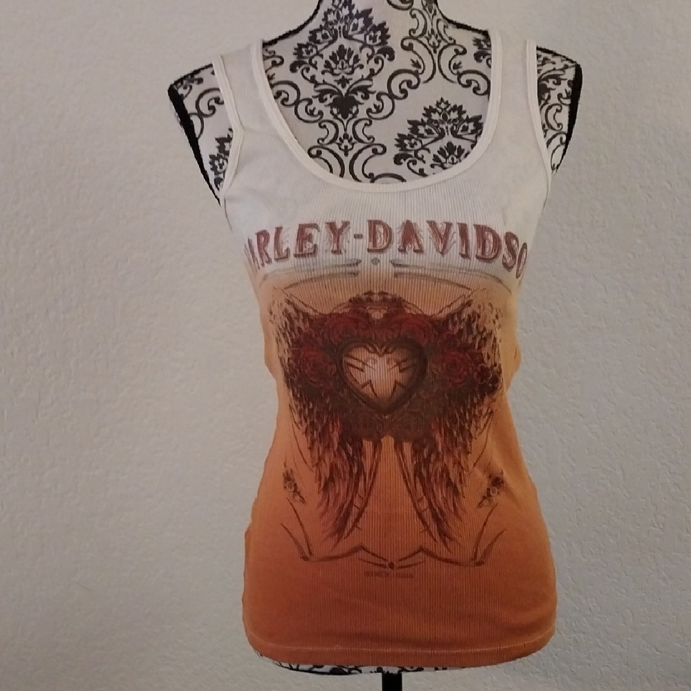 Harley-Davidson Black Graphic Fitted Sleeveless Tank Top